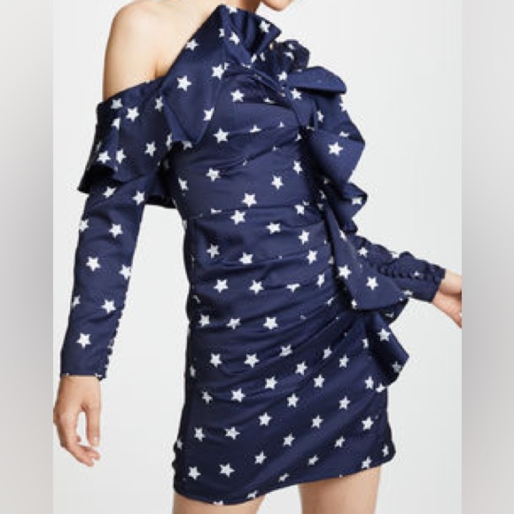 Self-Portrait Blue Ruffle Mini Dress - Picture 2 of 6